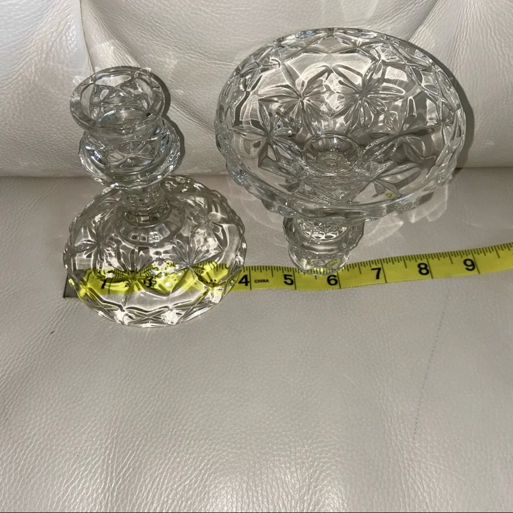 Vintage Crystal Pressed Glass Candlestick Holder